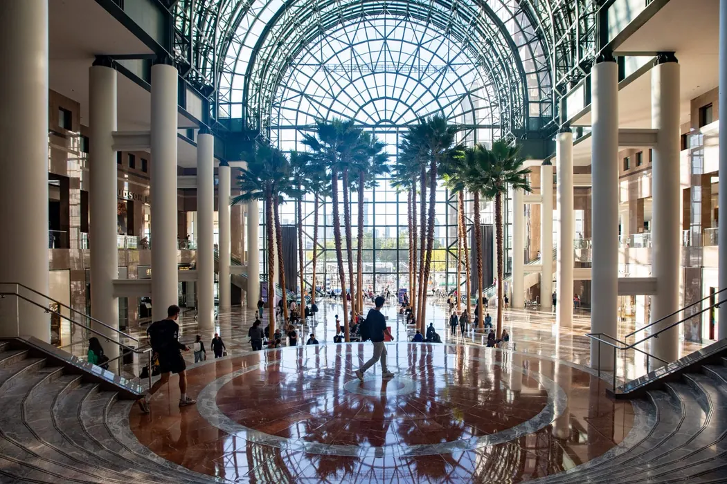 The Winter Garden atrium at Brookfield Place with its palm trees