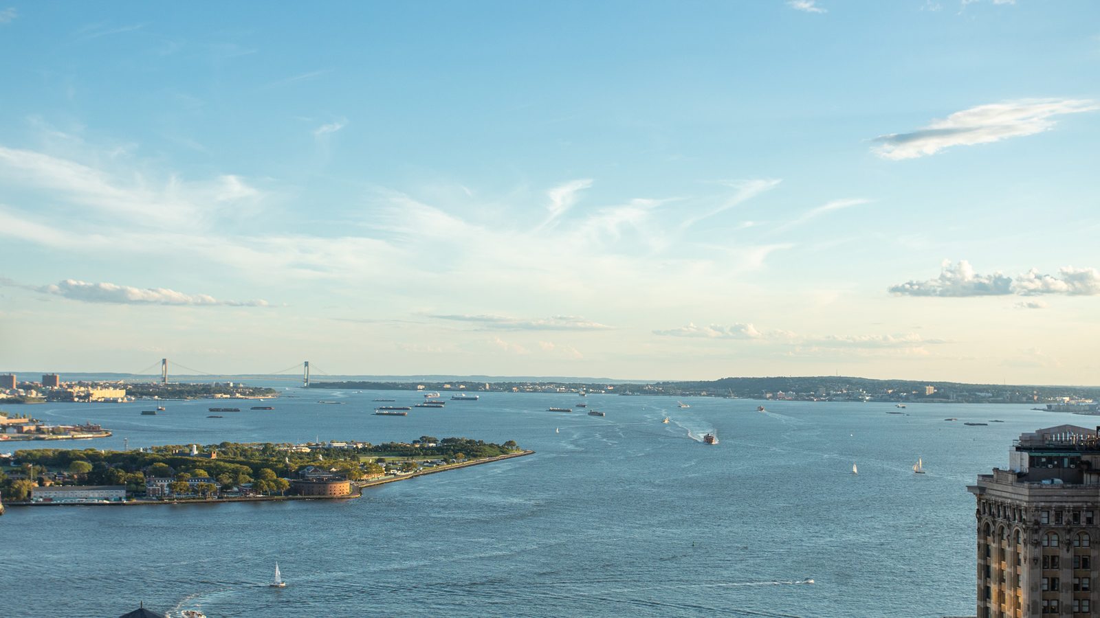 New York Harbor and the Verrazzano-Narrows Bridge from 77 Greenwich